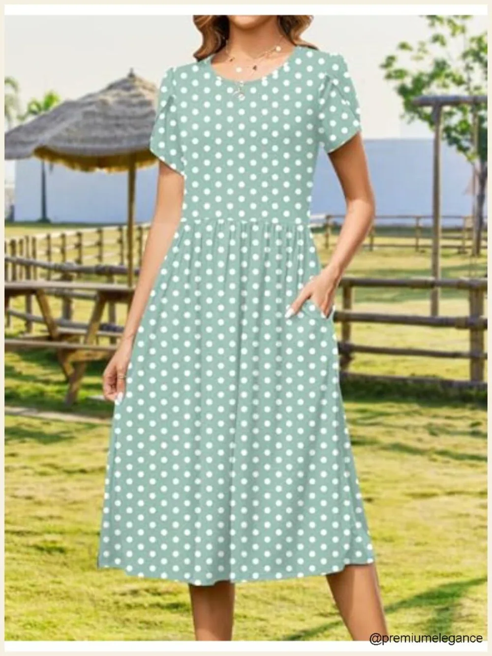 Women's Casual Floral Midi Tshirt Dress with Pockets Flowy A-Line